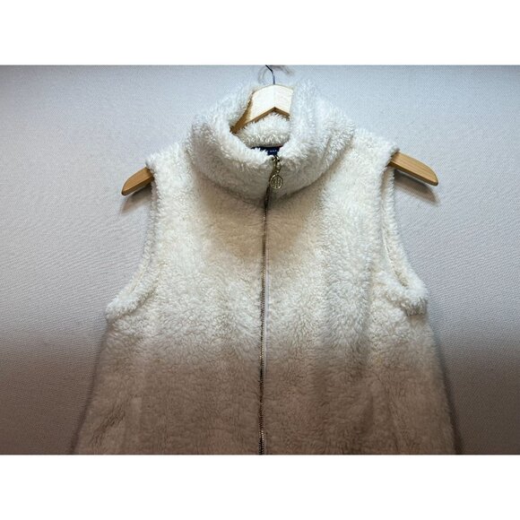 Tommy Hilfiger Women's Faux Fur Sherpa Cardigan Vest Full Zip Sz M White Pockets - Picture 5 of 12